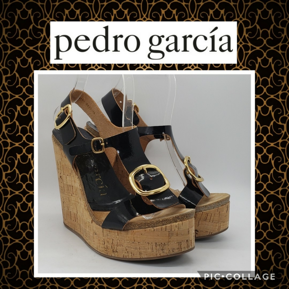 Pedro Garcia Platform Cork Wedge Sandals Size 8